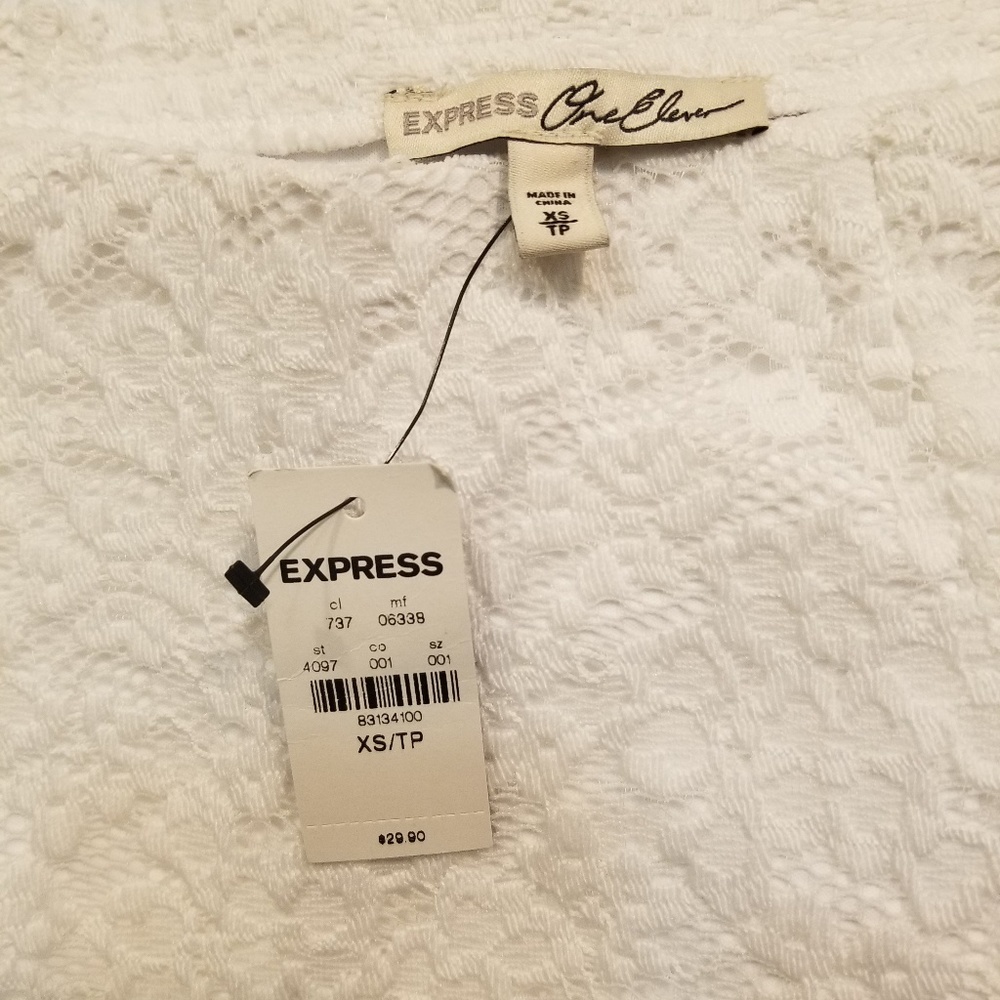 Express One Eleven White Lace Miniskirt - Picture 2 of 4